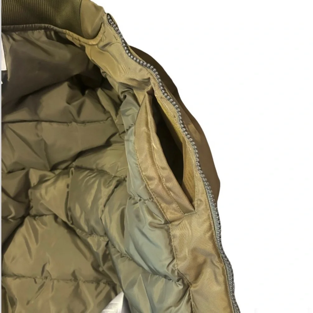 Converse Quilted Bomber Coat Zip Front Army Green Long Sleeve Boys Size Medium